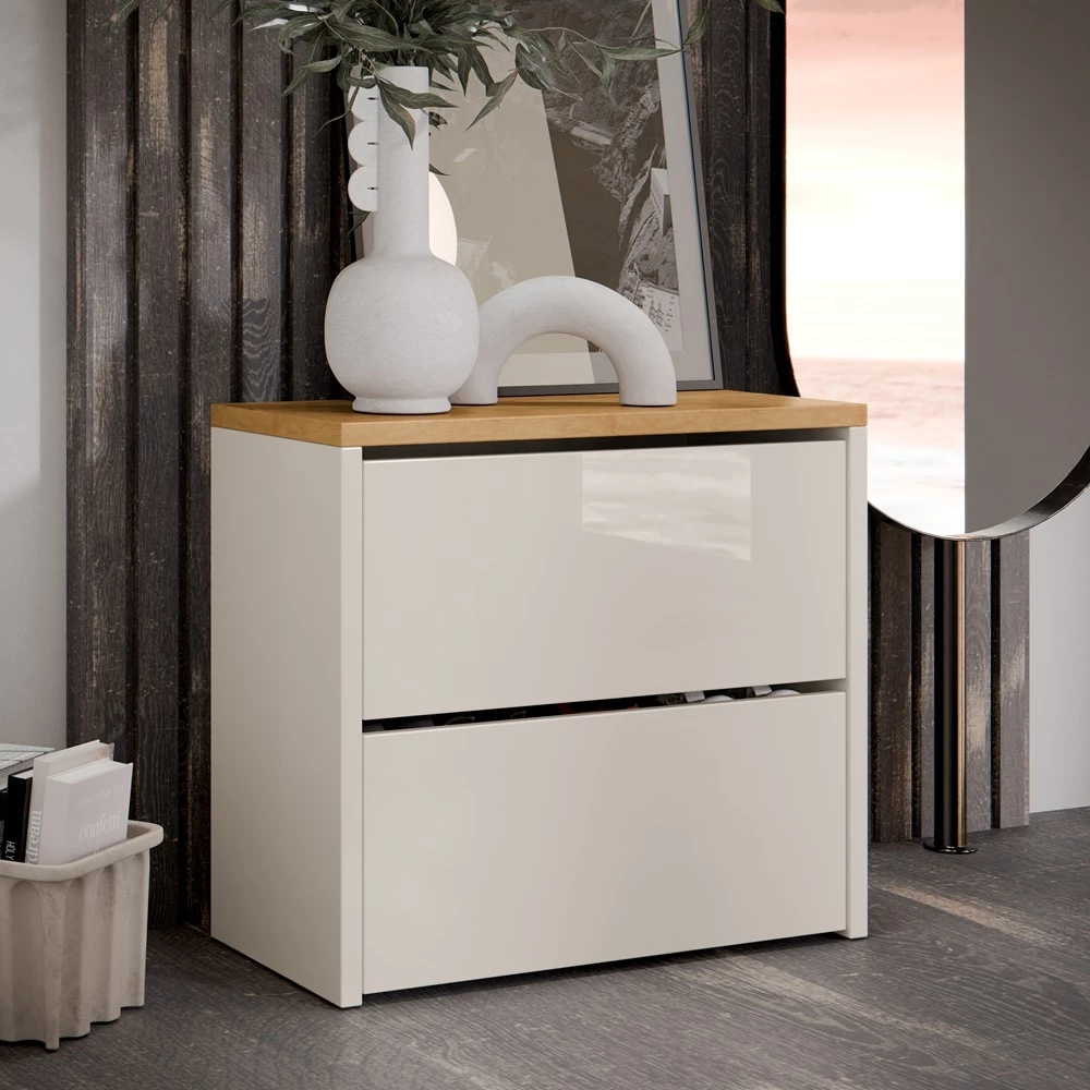 Sapateira Organizadora 2 Portas Basculante - cor - MEL - OFF WHITE / FREIJO