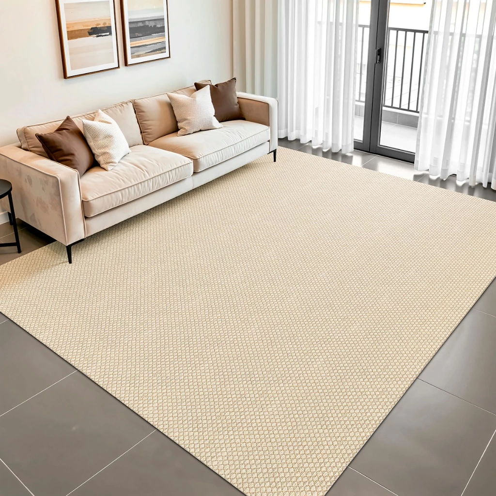 Tapete Sisal Algodão para Sala 2,00 x 2,50m Artesanal Rústico Antiderrapante Minimalista Bege Palha