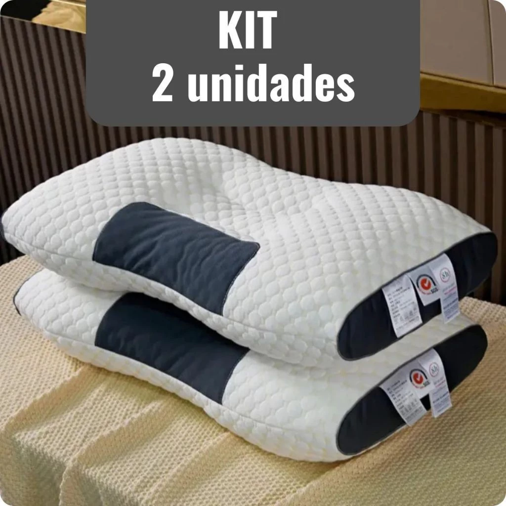 Kit 2 Travesseiro Cervical Ortopédico Ergonômico Confortavel Alivia Dores Coluna