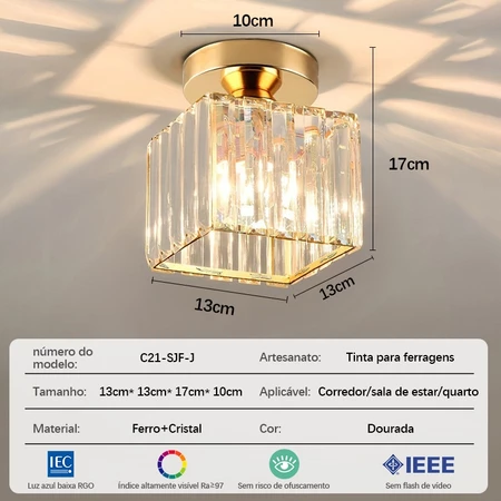 Lâmpada Led Moderna Para Corredor Com LumináRia De Teto De Cristal Para Corredor, Varanda